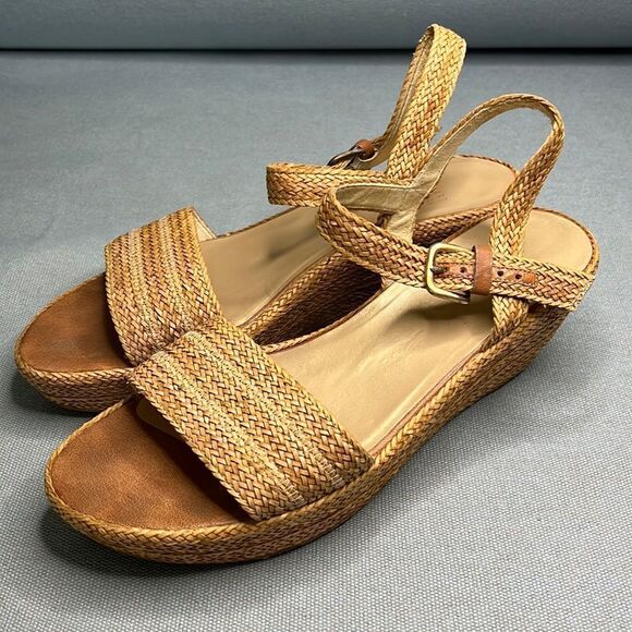 Stuart Weitzman Natural Woven Wedges Espadrilles Shoes - Picture 1 of 8